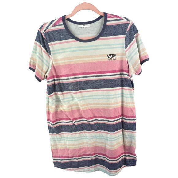 Vans colorful stripe mini shirt dress short sleeve medium - Picture 1 of 4